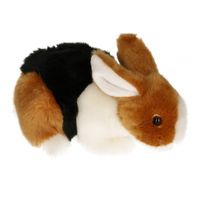 Pluche haas/konijn knuffeltje bruin/zwart/wit 20 cm   - - thumbnail