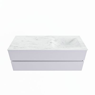 MONDIAZ VICA-DLUX 130cm badmeubel onderkast Cale 2 lades. Inbouw wastafel CLOUD rechts zonder kraangat, kleur Opalo.