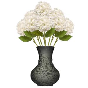 Kunstbloem Hortensia tak - 8x - 52 cm - wit - Real Touch - hydrangea - kunst zijdebloemen