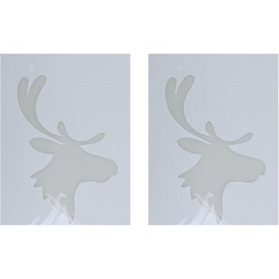 2x Kerst raamsjablonen/raamdecoratie rendierhoofd plaatjes 35 cm