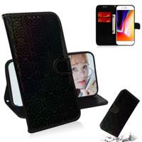 iPhone 7 & 8 Kleurrijk abstract bloemen patroon PU leren Flip Hoesje met houder, magnetische sluiting, draagriem en opbergruimte voor pinpassen & geld