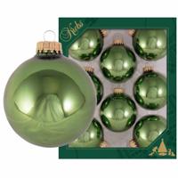 Krebs Kerstballen - 8 stuks - mosgroen - glas - 7 cm - thumbnail