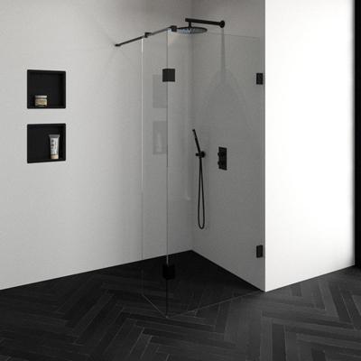 BRAUER Void inloopdouche helder glas 90x200 met 40 zijwand incl. glascoating mat zwart GS-VOI2H9040200MZ