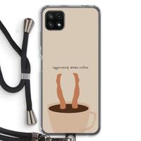 Aggressively drinks coffee: Samsung Galaxy A22 5G Transparant Hoesje met koord