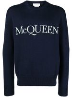 Alexander McQueen pull à logo brodé - Bleu - thumbnail