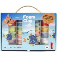 Foam klei pakket - 28 potjes - gekleurd - klei balletjes - zelf hardend - boetseerklei