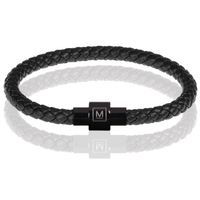 Memphis armband leer met edelstaal Zwart