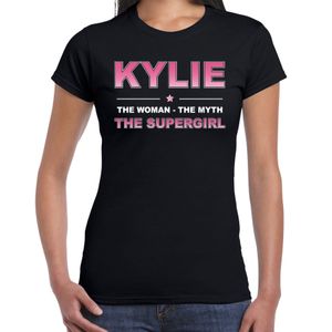 Naam cadeau t-shirt / shirt Kylie - the supergirl zwart voor dames