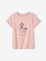 Meisjes T-shirt "fiets" roze (poederkleur) - thumbnail