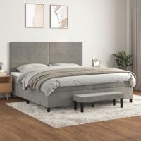 Boxspring met matras fluweel lichtgrijs 200x200 cm
