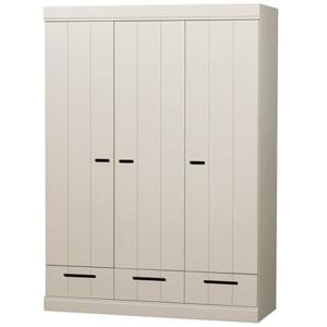 Woood Connect Kledingkast H 195 x B 140 x D 53 cm - Lades, Planken en Roede - Beige