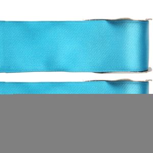 2x Hobby/decoratie turquoise satijnen sierlinten 2,5 cm/25 mm x 25 meter