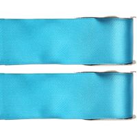 2x Hobby/decoratie turquoise satijnen sierlinten 2,5 cm/25 mm x 25 meter - thumbnail