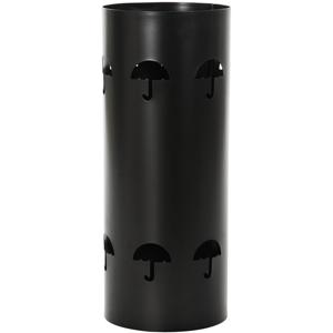 Paraplubak/parapluhouder - zwart - metaal met decoraties - D20 x H47 cm