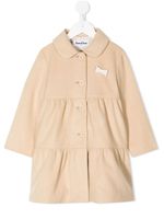 familiar manteau boutonné à volants superposés - Marron