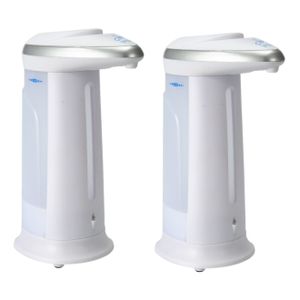 2x stuks zeep/geldispensers met sensor wit 330 ml