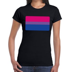 Bi vlag gay pride t-shirt zwart voor dames