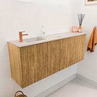 Toiletmeubel Mondiaz Joya Dlux | 111.6 cm | Meubelkleur Oak | Faye wastafel Nata Wasbak Links | 1 kraangat