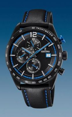 Horlogeband Festina F20344-4 Leder Zwart 22mm