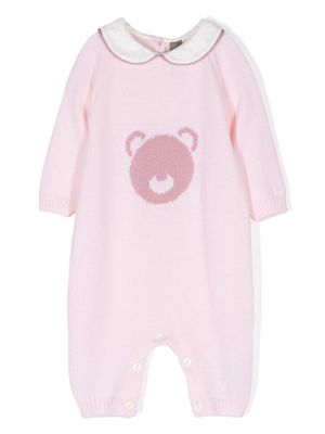 Little Bear grenouillère en laine vierge à motif ours - Rose