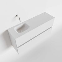 Toiletmeubel Mondiaz Ada | 100 cm | Meubelkleur Talc | Lex wastafel Talc Links | Zonder kraangat