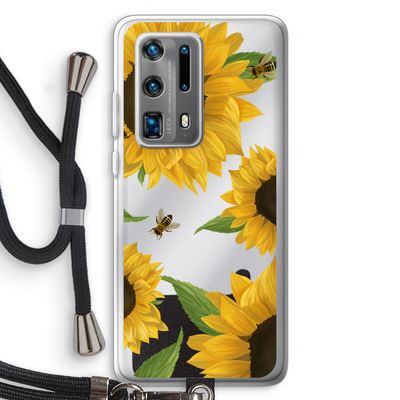Sunflower and bees: Huawei P40 Pro Plus Transparant Hoesje met koord