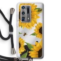 Sunflower and bees: Huawei P40 Pro Plus Transparant Hoesje met koord