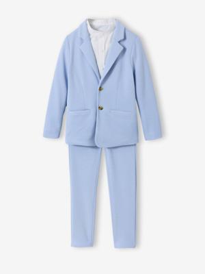 Feestelijke jongensset met overhemd met maokraag en broek hemelsblauw