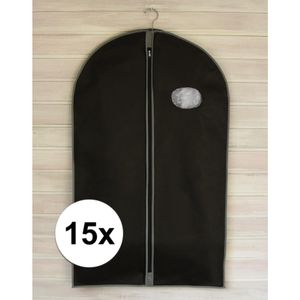 15x Beschermhoezen voor kleding zwart 100 cm   -