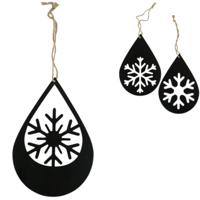 Kersthanger sneeuwvlok metaal zwart 20 cm 3 assorti | 36 stuks