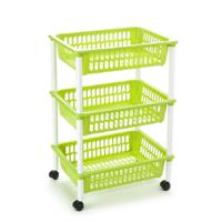 Opberg trolley met wieltjes - groen - kunststof - H62 cm - roltafels/organiser - thumbnail