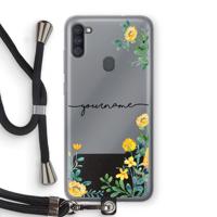 Gele bloemen: Samsung Galaxy A11 Transparant Hoesje met koord
