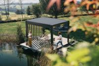 Pergola - Donkergrijs - Zilver Metallic Lamellen - 350x350 cm- - Aluminium- Biohort Pergola - Donkergrijs - Zilver Metallic Lamellen - 350x350 cm- - Aluminium- Biohort