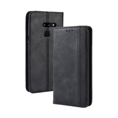 Magnetische gesp retro textuur horizontale Flip lederen case voor LG G8 ThinQ met houder & card slots & portemonnee (zwart)