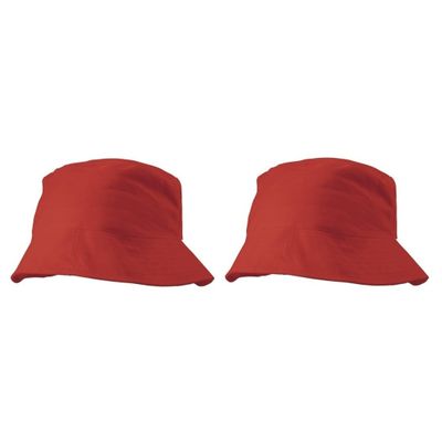 4x stuks vissershoedje/zonnehoedjes rood voor volwassenen