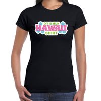 Hawaii shirt zomer t-shirt zwart met roze letters voor dames