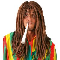 Bruine rastafari heren carnaval / halloween pruik met dreads   -