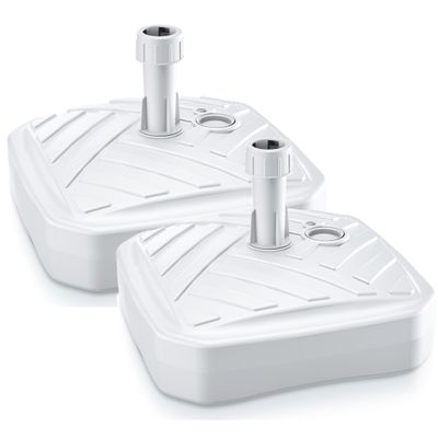 2x Stuks vierkante kunststof parasolvoeten wit 12 liter