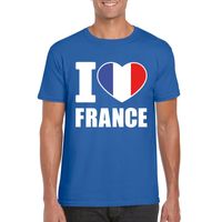 Blauw I love Frankrijk fan shirt heren