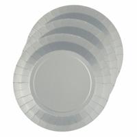 Santex Bordjes karton - 20x - rond - zilver - 22 cm - feestbordjes