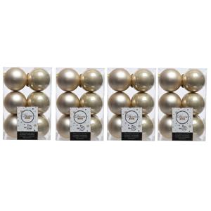 Kerstballen - 48x - licht parel/champagne - 6 cm - kunststof - mat/glans