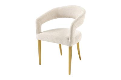 Stoel BOUTIQUE beige geborstelde structuurstof met gouden poten - 45923
