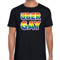 Uber gay regenboog gay pride shirt zwart voor heren - thumbnail