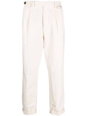 Brunello Cucinelli pantalon en coton fuselé à pinces - Tons neutres
