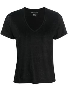 Majestic Filatures t-shirt en lin à col v - Noir