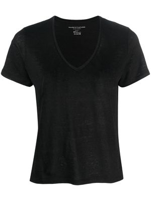 Majestic Filatures t-shirt en lin à col v - Noir
