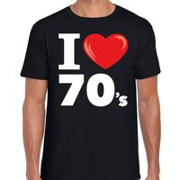 I love 70s / seventies t-shirt zwart heren - thumbnail