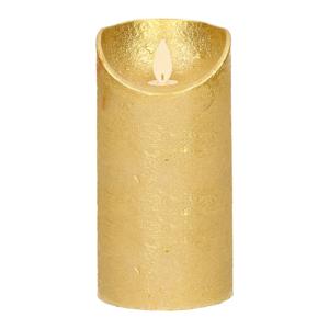 Led kaars/stompkaars - goud - H15 x D7,5 cm - wax - warm wit licht - bewegende vlam