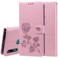 Rose reliëf horizontale Flip PU lederen draagtas voor Huawei P Smart Z met houder & kaartsleuven & portemonnee (Rose goud)