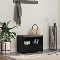 Halbank met kussen met lade Zwart Eiken 60 x 38 x 46 cm